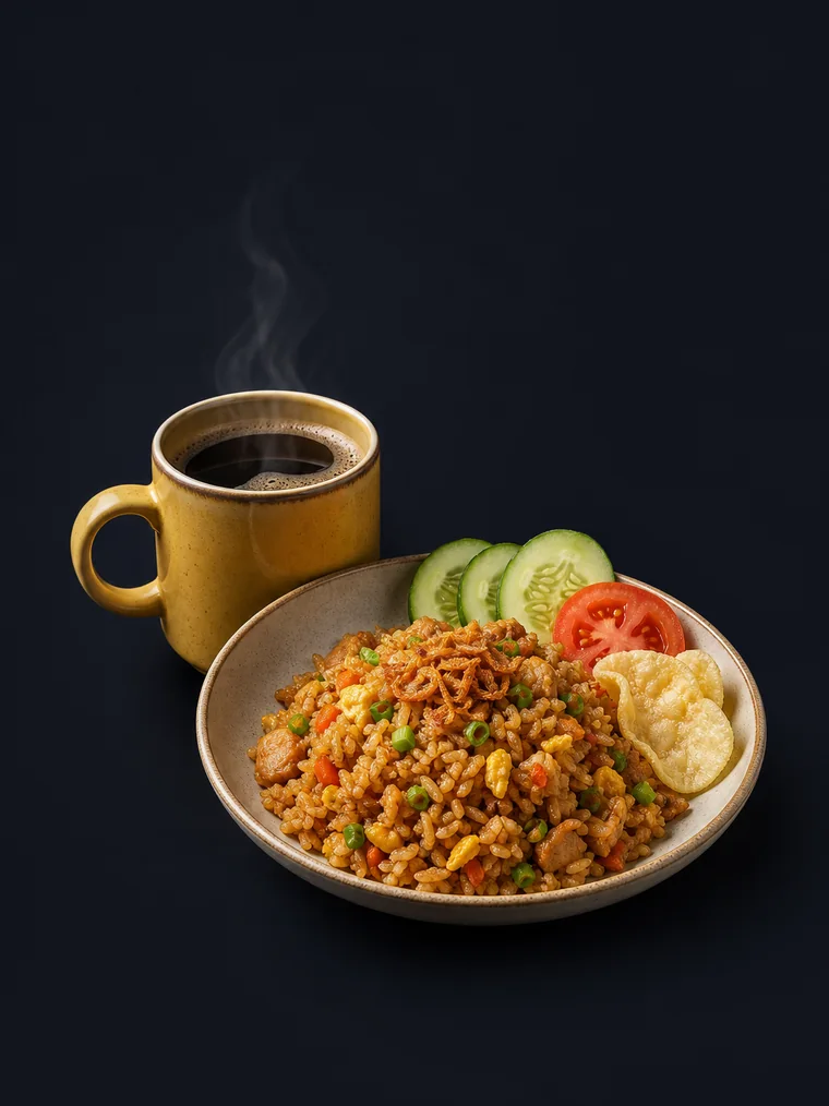 Kopi dan hidangan Indonesia untuk usaha makanan dan minuman