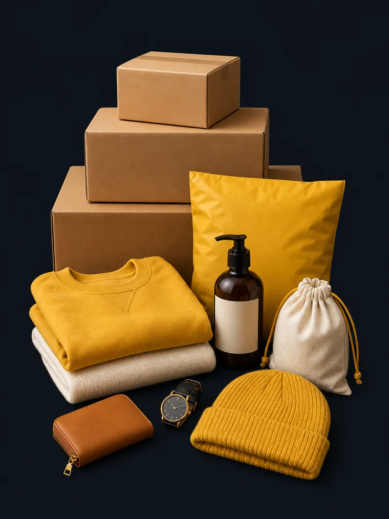 Paket, barang, dan produk toko online