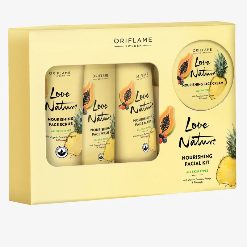 [ORIFLAME]LOVE NATURE Nourishing Facial Kit with Organic Guarana, Papaya & Pineapple