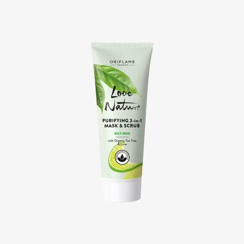[ORIFLAME]LOVE NATURE Purifying 2-in-1 Mask & Scrub with Organic Tea Tree & Lime