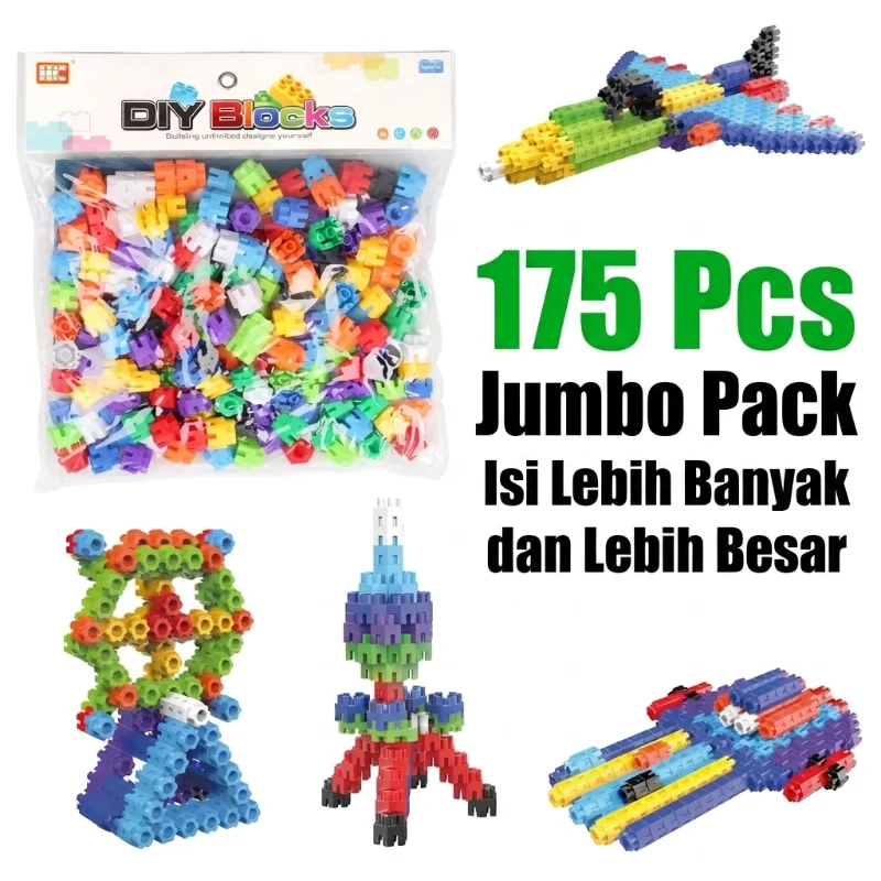 Alpha Balok Kreasi Heksagon SCDM098 Mainan Edukasi Anak DIY 175 PCS ABS Melatih Kreativitas Logika & Koordinasi Mata Tangan Hadiah Belajar