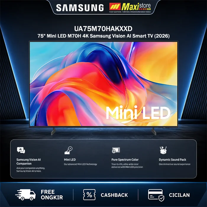 Samsung Mini LED M70H 75 Inch 4K Vision AI Smart TV UA75M70HAKXXD – HDR10+, Tizen OS, Motion Xcelerator